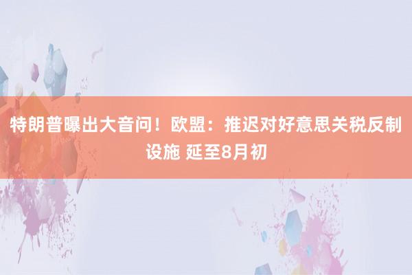 特朗普曝出大音问！欧盟：推迟对好意思关税反制设施 延至8月初