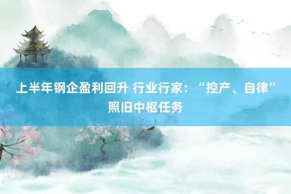 上半年钢企盈利回升 行业行家：“控产、自律”照旧中枢任务