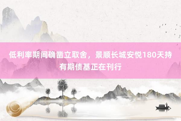 低利率期间确凿立取舍，景顺长城安悦180天持有期债基正在刊行