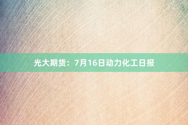 光大期货：7月16日动力化工日报