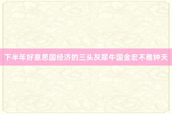 下半年好意思国经济的三头灰犀牛国金宏不雅钟天