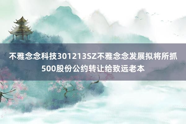 不雅念念科技301213SZ不雅念念发展拟将所抓500股份公约转让给致远老本