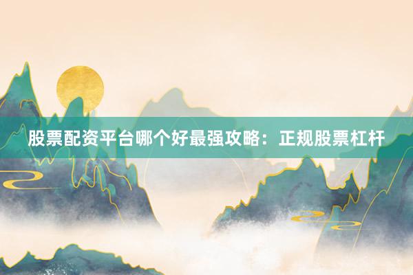 股票配资平台哪个好最强攻略：正规股票杠杆