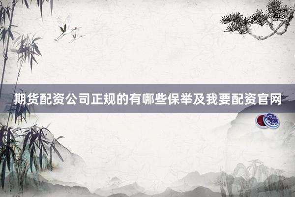期货配资公司正规的有哪些保举及我要配资官网