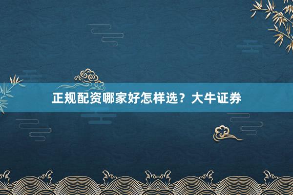 正规配资哪家好怎样选？大牛证券