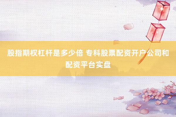 股指期权杠杆是多少倍 专科股票配资开户公司和配资平台实盘