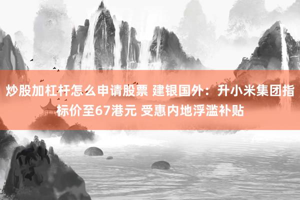 炒股加杠杆怎么申请股票 建银国外：升小米集团指标价至67港元 受惠内地浮滥补贴