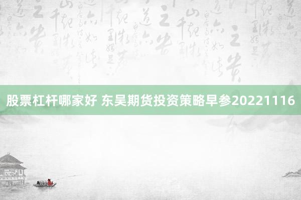 股票杠杆哪家好 东吴期货投资策略早参20221116