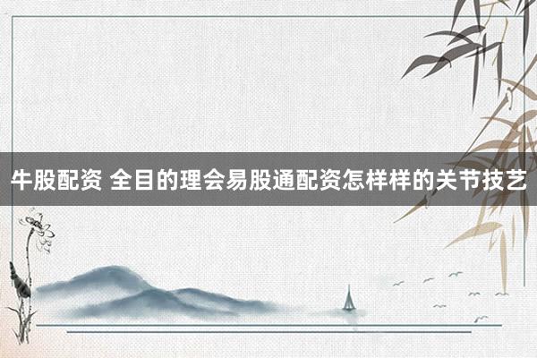 牛股配资 全目的理会易股通配资怎样样的关节技艺